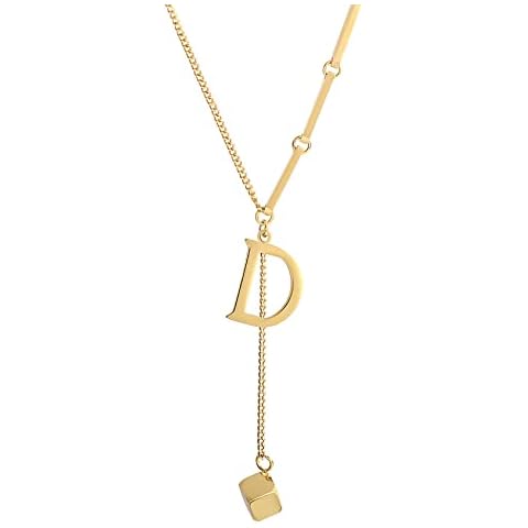 Coubomb Dainty Layered Initial Necklaces for Women, Fashion Initial Chain Necklace with Square Pendant Cover