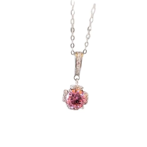 Collier en argent Moissanite rose 1CT éclatant pour un mariage d'exception
