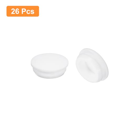 Image of uxcell 26 Pcs Silicone Plugs, Rubber Round Snap in Locking Hole Plugs for 14.5-15.5mm Hole, Hole Stoppers Waterproof Hole Plug for Metal Tube, Furniture End Caps Inserts, White