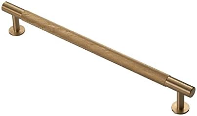 Carlisle Brass Knurled Pull Handle - 224mm Antique Brass Cupboard & Drawer Handle - Satin Brass