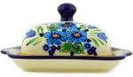 Polmedia Polish Pottery Butter Dish UNIKAT - Evangeline Pattern Handmade in Boleslawiec Poland + Certificate of Authenticity