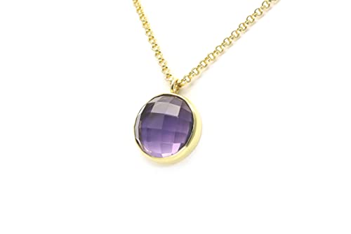 Pendentif améthyste en or massif, bijou d'exception facetté de 16mm