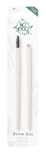 So Eco Brow Set - Vegan & Cruelty-Free Eyebrow Brushes for Precision Eyebrow Shaping, Soft Synthetic Bristles, Birchwood Handles, Plastic-Free Packaging