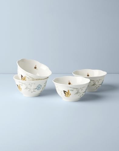 Image of Lenox Butterfly Meadow Porcelain 16oz Rice Bowl Set for 4 (4-Piece)