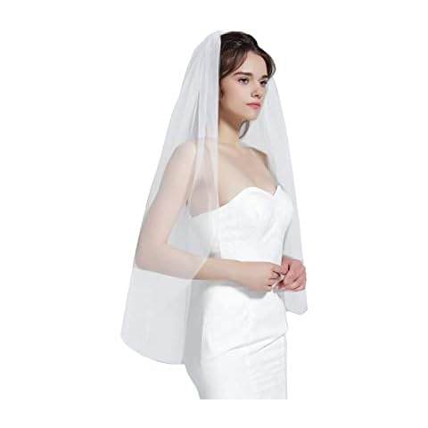 BEAUTELICATE Velo de Novia Blanco Corto con Peine Cover