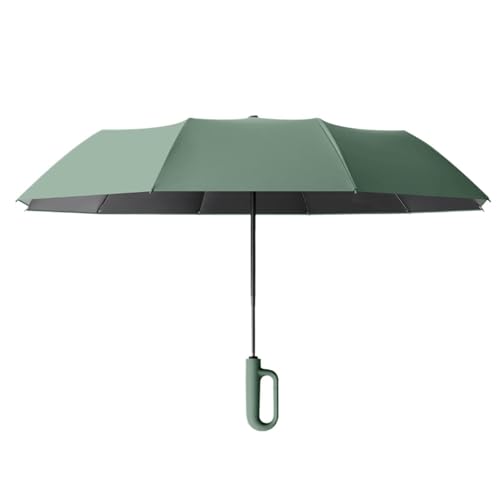 Generisch Paraguas con mosquetón, UPF 50+ portátil y resistente al viento con rayas reflectantes, paraguas automático invertido, paraguas, vacaciones, viajes, senderismo, viajes diarios, verde, Siehe