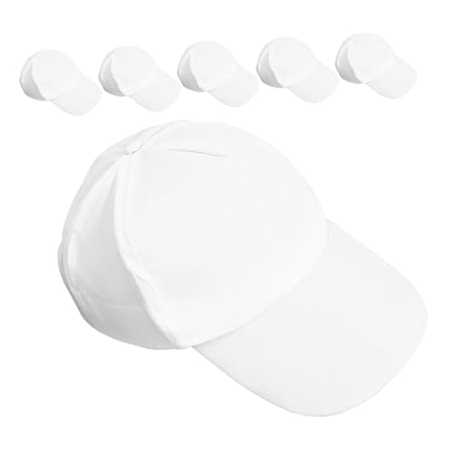 6pcs Lightweight DIY Art Hats for Summer Breathable UV Protection for Beach School and Outdoor Activities White - Main Image