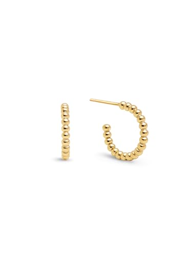 SINGULARU - Pendientes Pebble Dots S. Acero con Acabado en Baño Oro de 18Kt. Cierre Silicona bañado. Joyas para Mujer