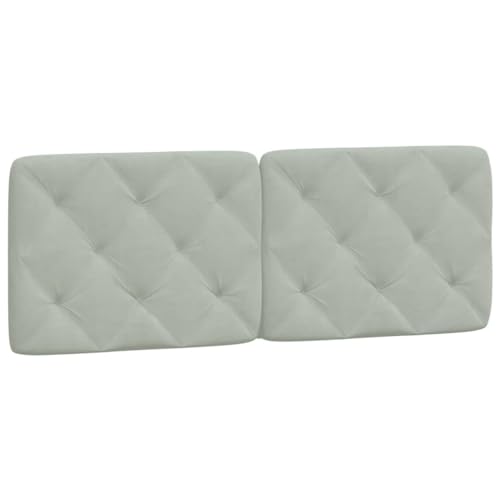 vidaXL Coussin de Tête de Lit, Oreiller de Tête de Lit avec Bandes Auto-agrippantes, Coussin Rembourré Chambre à Coucher, Gris Clair 140 cm Velours