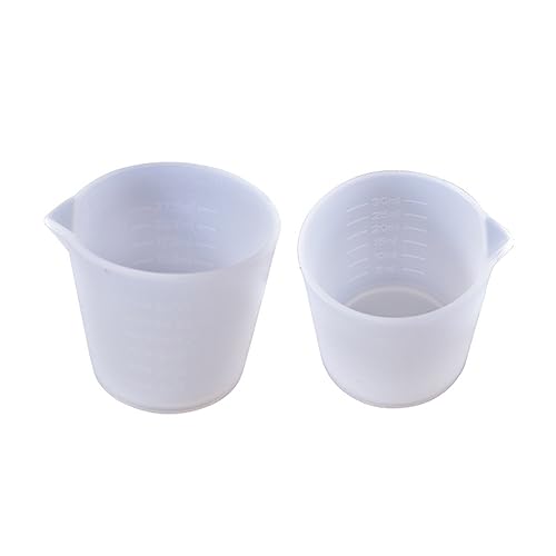YOUNAFEN 2 Pcs Silicone Measuring Cup Non-stick Mixing Cups Reusable Resin Supplies Cups for Resin DIY Craft Jewelry Making, as pics show