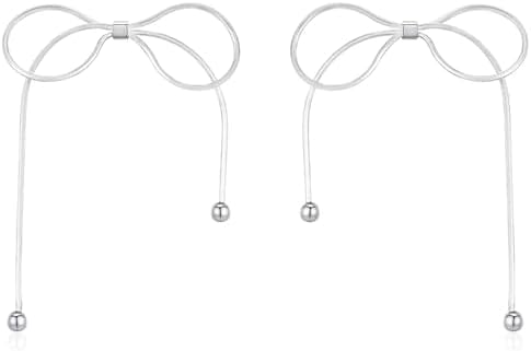 Cute Bow Drop Dangle Earrings for Women, Fun Long Tassel Earrings Bow Jewelry