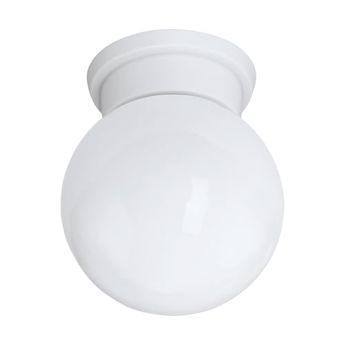 Eglo Durelo Lámpara de techo de 1 foco, lámpara de techo moderna para salón, cocina o pasillo, de plástico y cristal, color blanco, con...