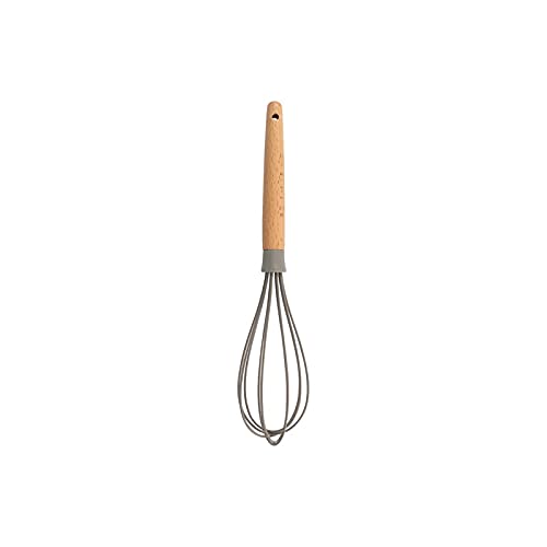 Batidor de huevos de silicona, mango de madera y revestimiento antiadherente de silicona, para el hogar, diseño de 10 líneas, batiendo uniformemente los huevos