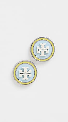 Tory Burch Women's Kira Enamel Circle-Stud Earrings, Shiny Hem/Starlight/New Ivory, Blue, One Size #TOP1
