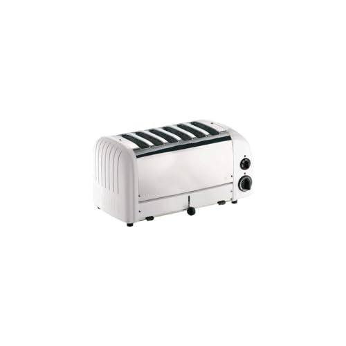 Dualit 3 kW Classic 6 Slice Vario Toaster, White, Hand Built in The UK, Replaceable Proheat Elements, Heat Slot Selector, Defrost Bread, Timer, Replaceable Parts, E975