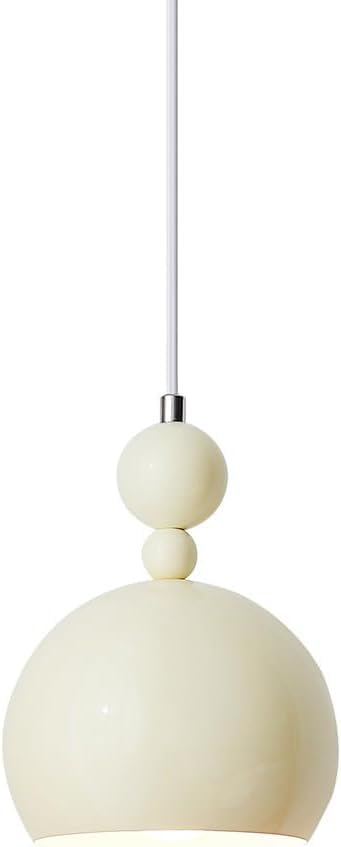 Suspension métal blanc crème luminaire suspendu boule ronde design moderne salon