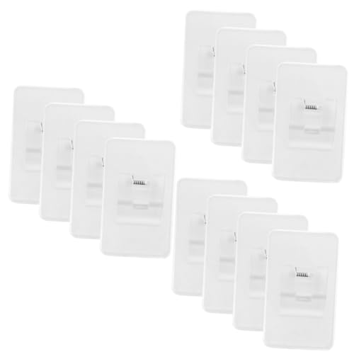 Healifty 3sets Self Adhesive Tension Rod Holders Transparent Brackets for Easy Installation Bathroom Bedroom Living No Drill Required Modern Design 4pcs*3