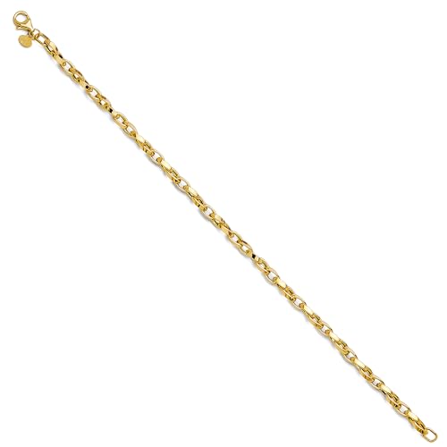14k Yellow Gold Hollow Flat Tube Oval Rolo Bracelet - 7.5"4