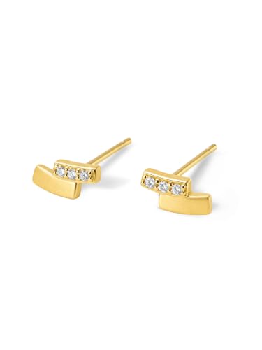 Image of S925 Sterling Silver Earrings, Hypoallergenic Stud for Women & Men | Minimalist Dainty Design, Solid 925 Sterling Silver or with 18K Gold Plate, Daily /Party Wear, Birthday Gift, Silver or Gold