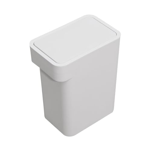 KICHOUSE Cubo de Basura de Cocina Gris Tapa de Presión, Contenedor de Almacenamiento Hermético, Resistente Pp, Bordes Redondeados, Adecuado para Hogar y Oficina, Papelera de Reciclaje