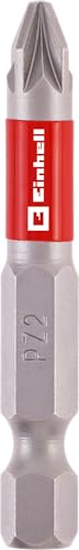 Original Einhell Standard-Bits, 3-tlg., 50 mm, PZ2 (Chrom Vanadium, präzises Schrauben, gute Kontrolle, roter Farbring, E 6.3 Schaft)