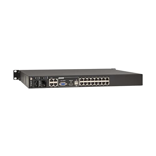 Image of Eaton 16-Port Rack KVM Over IP Switch, Cat5 /Cat5e, Virtual Media KVM, 4 Users (Remote + 1 Local User), Free Software, VGA or HDMI KVM, 1U Rackmount, TAA Compliant, 3-Year Warranty (B064-016-04-IPH)