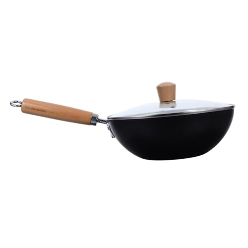 Wok de hierro con tapa y mango de madera ergonómico