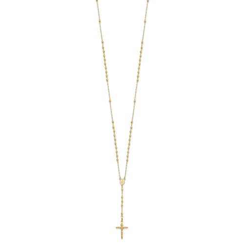 Jewelry Affairs 14K Yellow Gold Beaded Rosary Necklace with Crucifix, 24"2