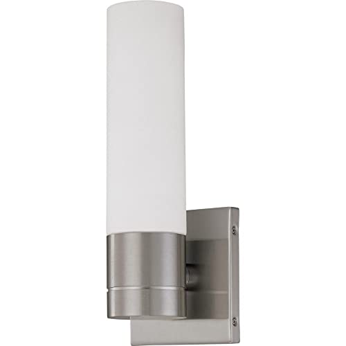 Image of Nuvo 62 /2934 Link Lighting Fixture, 1Lt LED Tube Wall Sconce, White Glass Brushed Nickel Finish