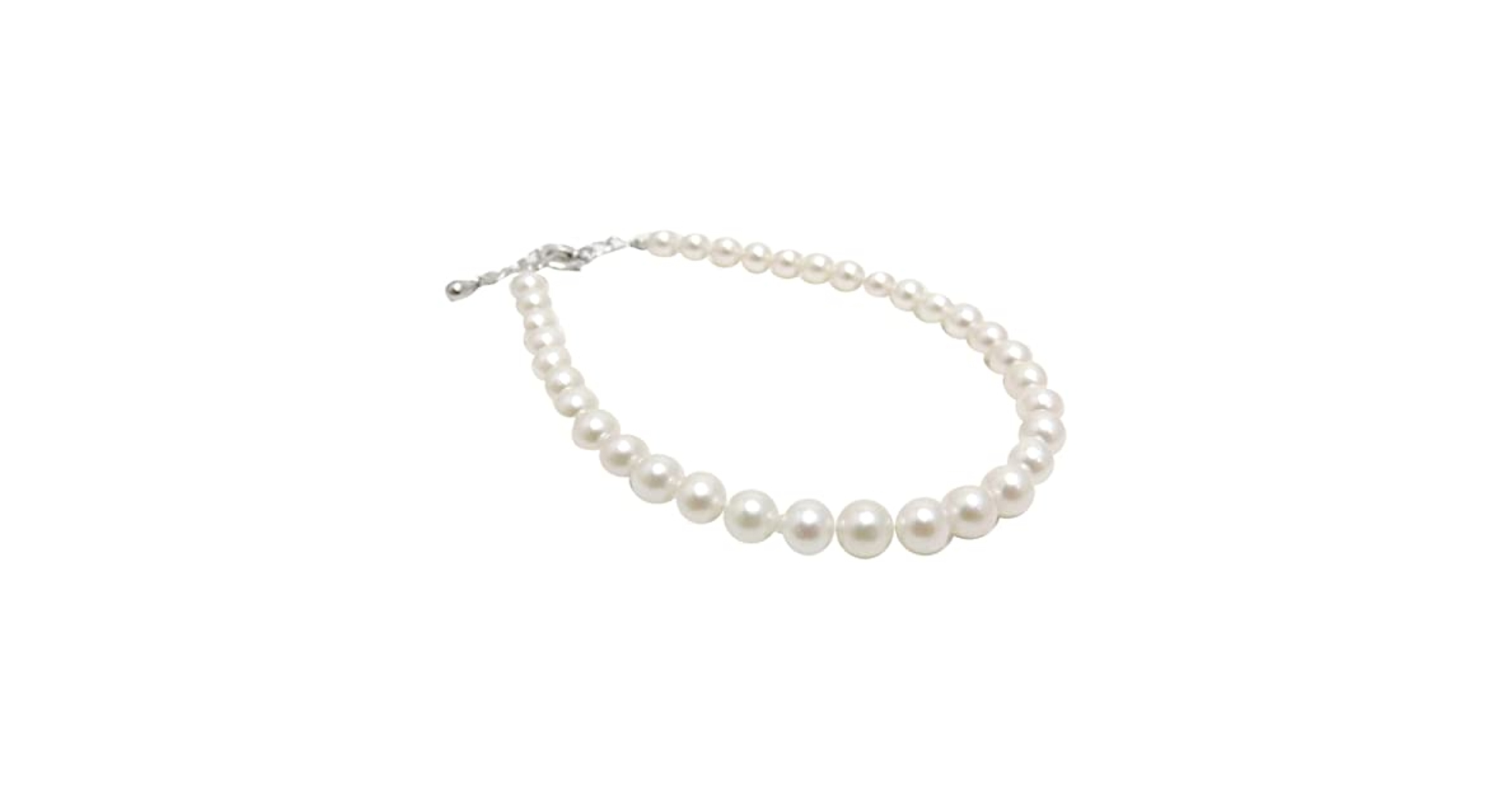 アコヤ真珠パールブレスレット　4.5-5.0mm　ブルーカラー Women's Akoya Pearl Bracelet with Heart Clasp, White, 4.5