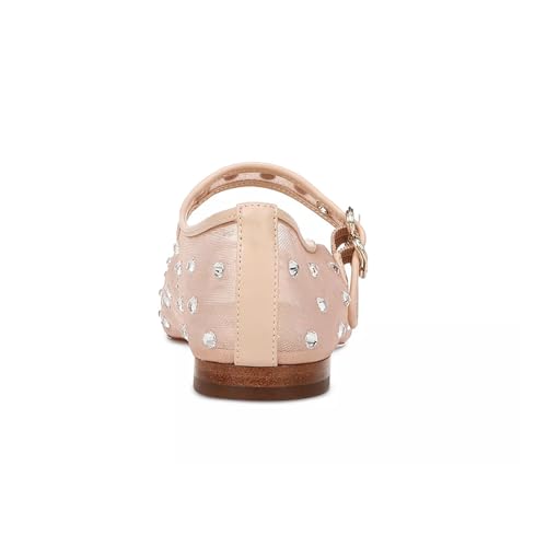 olomisa Rhinestones Ballet Flats for Women, Sparkly Mary Jane Flats Ballerina Square Toe Buckle Strap Shoes4