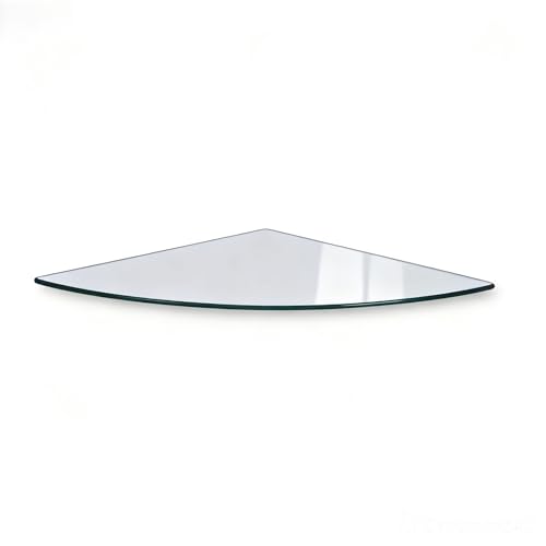 HOOZ Glas-Bodenplatte Viertelkreis – Sicherheitsglas für Kaminofen, Ecktisch & Wohnbereich, Blumenecke Klarglas 75 x 75 x 0,6 cm