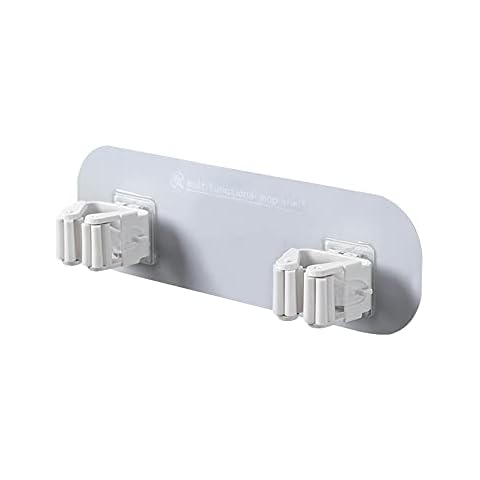 zhiyi-online Mop Holder Kitchen Storage Shelf Drilling-free Cleaning Tools Self Adhesive Rack Cover