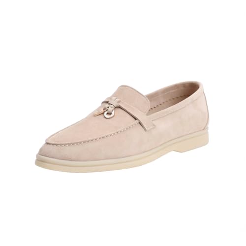 Image of Women's Summer Charms Suede Loafers - Premium Sheepskin Unlined Upper,Classic or Styles with Metal Detail for Casual, Office, Travel & All Day Wear