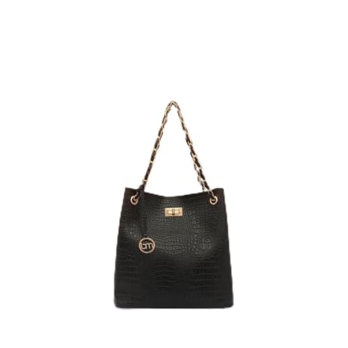 Bagsy Malone Bucket Shaped Tote Bag (Croco Black)