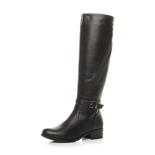 Ajvani Femmes Talon Bas élastique Biker Mollet Bottes cavalières Pointure 6 39 Cover