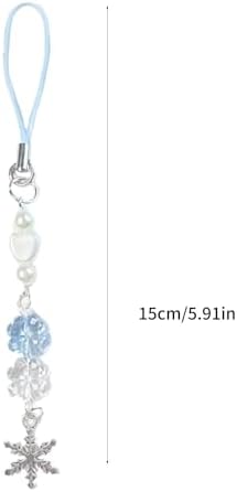 AKKVM Luck Clovers Pearls Snowflake Phone Charm Pendant Elegant Handbag Fashion Accessory for Fashionable Women Ladies - 2
