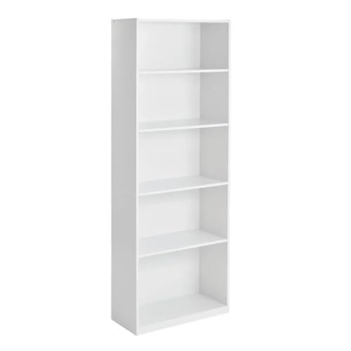 Ratiyae 5-Shelf Bookcase with Adjustable Shelves White