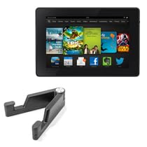 BoxWave Stand and Mount Compatible with Kindle Fire HD 7 (3rd Gen 2013) - Desktop Aluminum SoloStand, Adjustable Hands-Free Portable with Rubber Feet - Jet Black