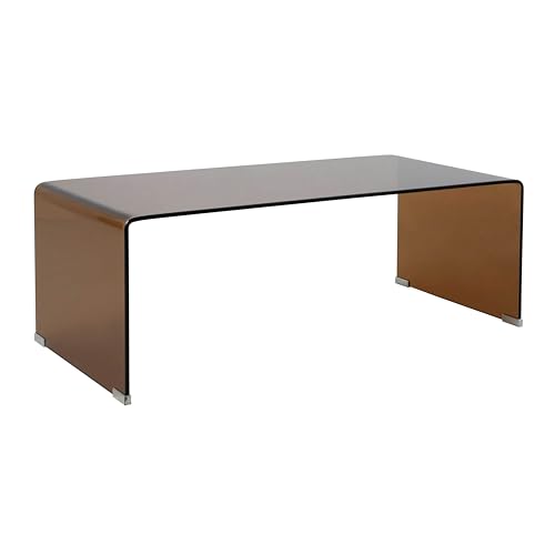 Oviala Table Basse rectangulaire L110 cm en Verre trempé Marron