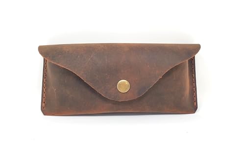 Image of Leather Eyeglass Case -Glasses Case - Sunglass Case - Genuine Leather Eyeglasses Case with Snap Closure