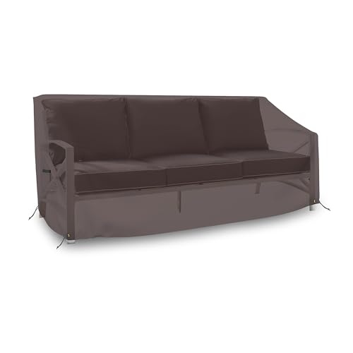 Covers & all Outdoor Loveseat Sofa Cover, Heavy Duty 18 Oz Waterproof UV & Weather Resistant Patio Furniture Bench Cover, with Air Vents & Drawstrings (54\"L x 37\"W x 35\"H x 15\"FH, Coffee) - Thumbnail 5