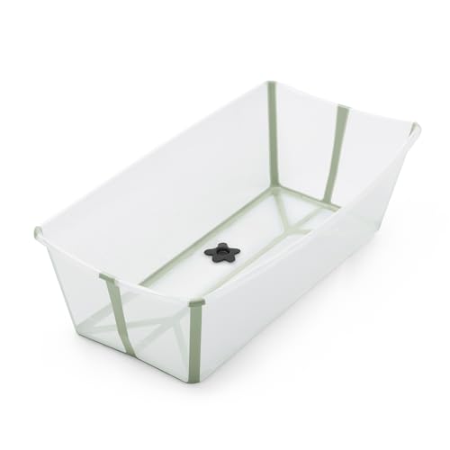 Stokke Flexi Bath X-Large, Vert Transparent - Spacieuse Baignoire bébé pliable - Légère & facile à ranger - Pratique à utiliser à la maison ou en voyage - Idéale pour les enfants de 0 à 6 ans