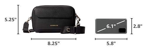 Image of Bandolier Miller Bag | Crossbody Bag for Women & Men | 100% Genuine Pebble Leather, Gold Hardware, Adjustable & Removable Strap, Zipper Top Opening & Exterior Phone Pocket | Perfect for Travel