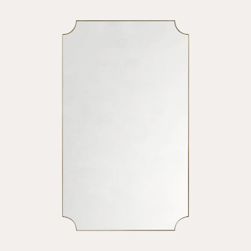 Image of TEHOME Gold Bathroom Mirrors, Brushed Brass Rectangle Scalloped Vanity Mirror for Bathroom,24x40''