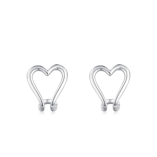 Boucle d'oreille coeur en argent sterling 925 creux pour femme