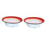 Toyvian Lot De 2 Bols à Soupe Rétro 22 Cm En Émail Rouge Fleur, Bassines Émaillées Anciennes Pour Usage Domestique, Vaisselle Pratique Pour Soupe Et Repas, Design Vintage Polyvalent