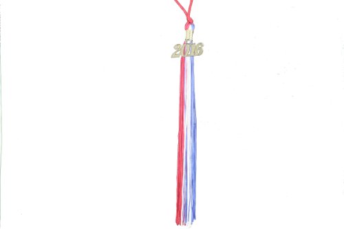 Red White and Blue Graduation Tassel with Gold 2016 Year Charm