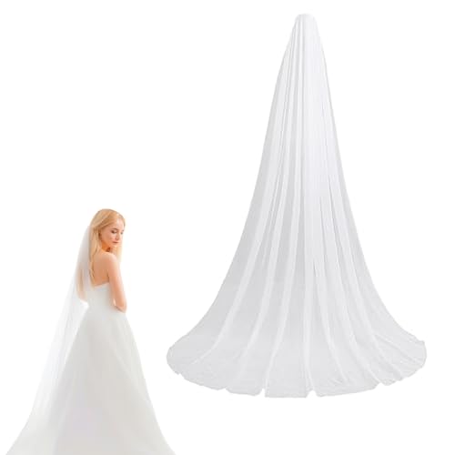 Schleier Braut, Brautschleier lang, Weicher Tüll Schleier, Braut Hochzeits Haarschmuck Brautkleid Schleiers für Hochzeiten, Lolita Kleider, Strand...