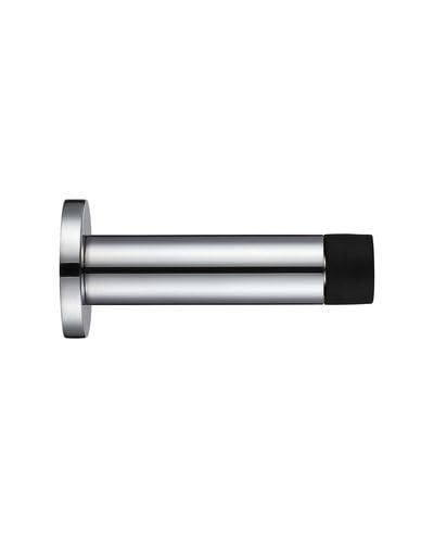 Kooples Hardware Cylinder Door Stop with Rose – 70mm Projection, Wall Mounted Stainless Steel Stopper with Rubber Buffer, Brushed Finish (Polished Stainless)